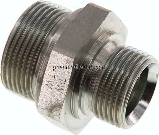 Hydraulik-Doppelnippel G 1-1/4"-G 1", Stahl verzinkt
