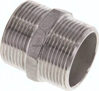 Doppelnippel, G 1-1/4"-G 1-1/4", flach dichtend, 1.4408