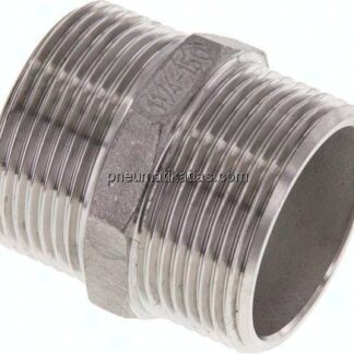 Doppelnippel, G 1-1/4"-G 1-1/4", flach dichtend, 1.4408