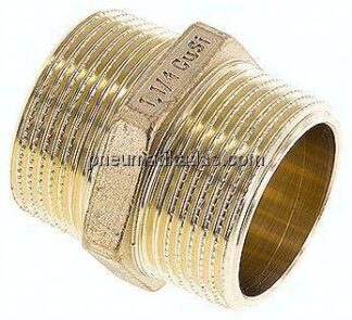 Doppelnippel R 1-1/4"-R 1-1/4", Messing/Rotguss