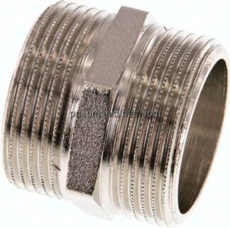 Doppelnippel G 1-1/4"-G 1-1/4", Messing vernickelt
