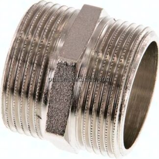 Doppelnippel G 1-1/4"-G 1-1/4", Messing vernickelt