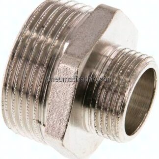 Doppelnippel G 1-1/4"-G 3/4", Messing vernickelt