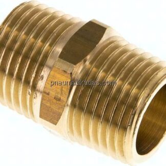 Doppelnippel R 1/2"-R 1/2", Messing/Rotguss