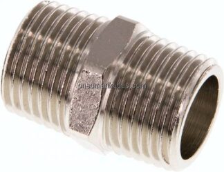 Doppelnippel R 1/2"-R 1/2", Messing vernickelt