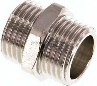 Doppelnippel G 1/2"-G 1/2", Messing vernickelt