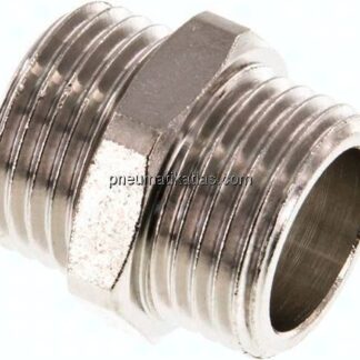 Doppelnippel G 1/2"-G 1/2", Messing vernickelt