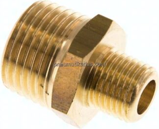 Doppelnippel R 1/2"-R 1/4", Messing/Rotguss