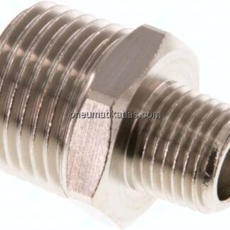 Doppelnippel R 1/2"-R 1/4", Messing vernickelt