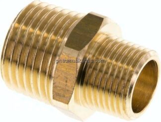 Doppelnippel R 1/2"-R 3/8", Messing/Rotguss