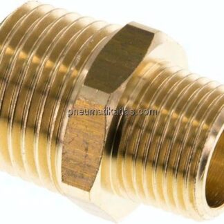 Doppelnippel R 1/2"-R 3/8", Messing/Rotguss