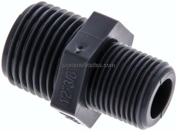 Doppelnippel G 1/2"-G 3/8", Polypropylen