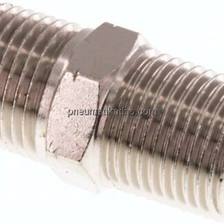 Doppelnippel R 1/2"-NPT 1/2", Messing vernickelt