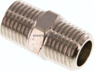 Doppelnippel R 1/4"-R 1/4", Messing vernickelt