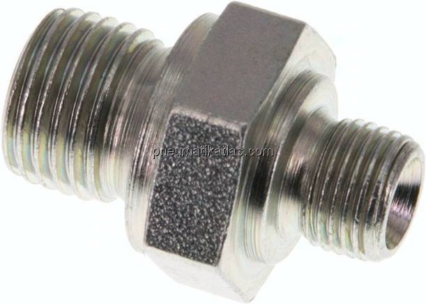 Hydraulik-Doppelnippel G 1/4"-G 1/8", Stahl verzinkt