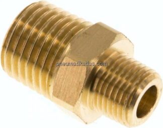 Doppelnippel R 1/4"-R 1/8", Messing/Rotguss