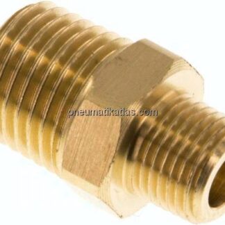 Doppelnippel R 1/4"-R 1/8", Messing/Rotguss