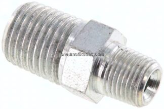 Doppelnippel NPT 1/4"-NPT 1/8", Stahl verzinkt