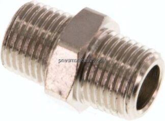 Doppelnippel R 1/8"-R 1/8", Messing vernickelt