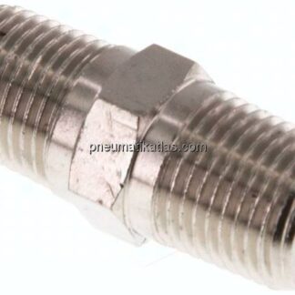 Doppelnippel R 1/8"-NPT 1/8", Messing vernickelt