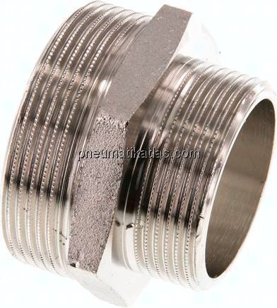Doppelnippel G 2"-G 1-1/2", Messing vernickelt