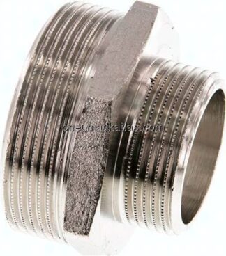 Doppelnippel G 2"-G 1-1/4", Messing vernickelt