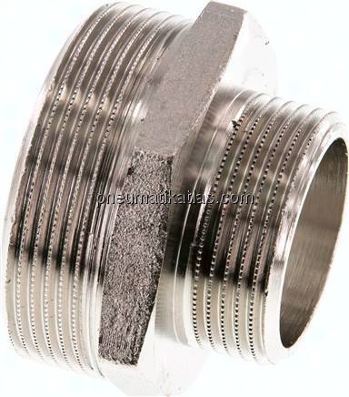 Doppelnippel G 2"-G 1-1/4", Messing vernickelt