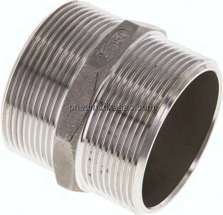 Doppelnippel, G 2"-G 2", flach dichtend, 1.4408