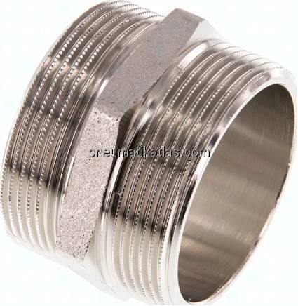 Doppelnippel G 2"-G 2", Messing vernickelt