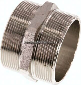 Doppelnippel G 2-1/2"-G 2-1/2", Messing vernickelt