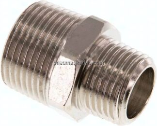 Doppelnippel R 3/4"-R 1/2", Messing vernickelt