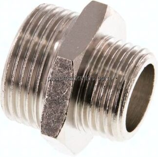 Doppelnippel G 3/4"-G 1/2", Messing vernickelt