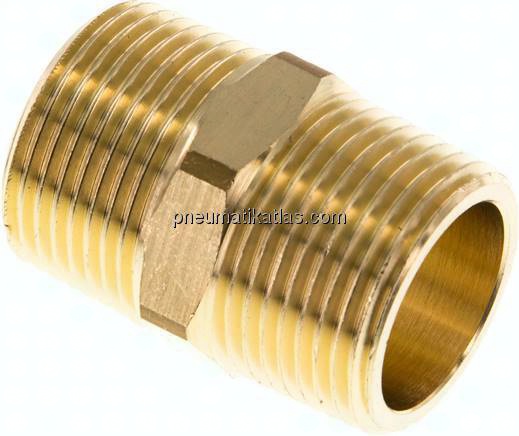 Doppelnippel R 3/4"-R 3/4", Messing/Rotguss
