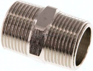 Doppelnippel R 3/4"-R 3/4", Messing vernickelt