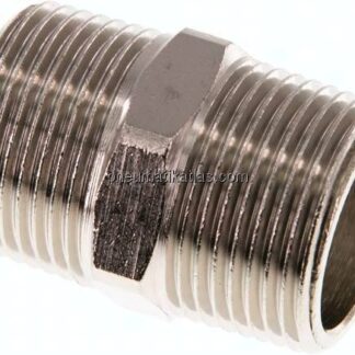 Doppelnippel R 3/4"-R 3/4", Messing vernickelt