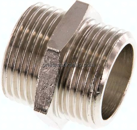 Doppelnippel G 3/4"-G 3/4", Messing vernickelt