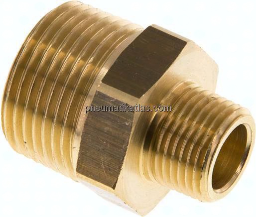 Doppelnippel R 3/4"-R 3/8", Messing/Rotguss