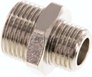 Doppelnippel G 3/8"-G 1/4", Messing vernickelt