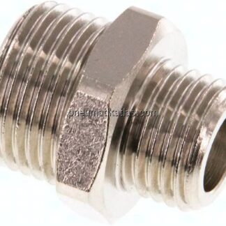 Doppelnippel G 3/8"-G 1/4", Messing vernickelt