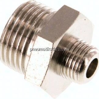 Doppelnippel G 3/8"-G 1/8", Messing vernickelt