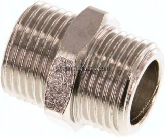 Doppelnippel G 3/8"-G 3/8", Messing vernickelt