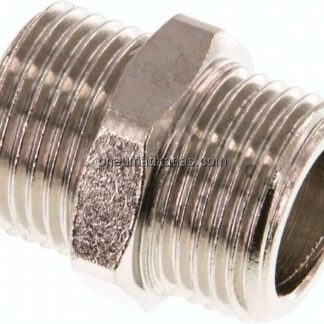 Doppelnippel G 3/8"-G 3/8", Messing vernickelt
