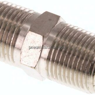 Doppelnippel R 3/8"-NPT 3/8", Messing vernickelt