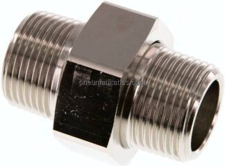Doppelnippel trennbar R 1"-R 1", Messing vernickelt
