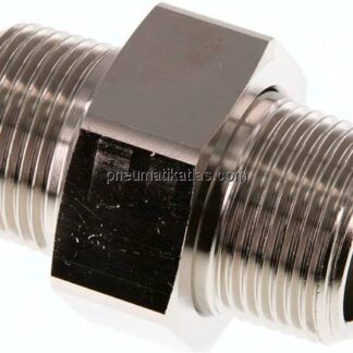 Doppelnippel trennbar R 1"-R 1", Messing vernickelt