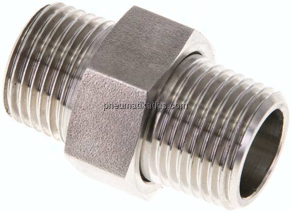 Doppelnippel trennbar R 1/2"-R 1/2", 1.4571 PN40, flach dichtend
