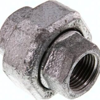 Verschraubung flach dichtend Rp 1/2" (IG),Temperguss verzinkt