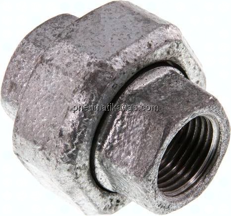 Verschraubung flach dichtend Rp 1/2" (IG),Temperguss verzinkt