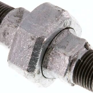 Doppelnippel trennbar R 1/2"-R 1/2", Temperguss verzinkt