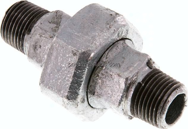 Doppelnippel trennbar R 1/2"-R 1/2", Temperguss verzinkt